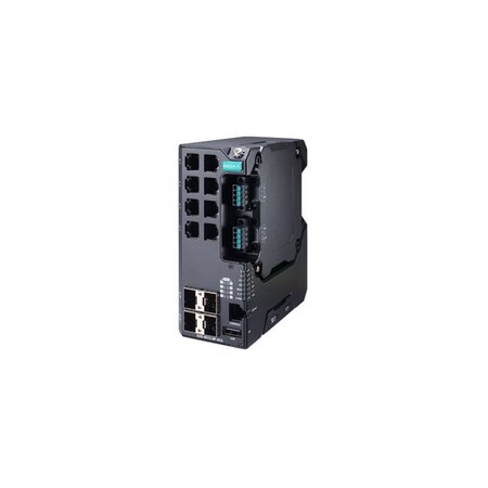 Moxa Managed Gigabit Ethernet switch with 8 10/100BaseTX ports with 802.3bt PoE,  EDS-4012-8P-4GS-LVA